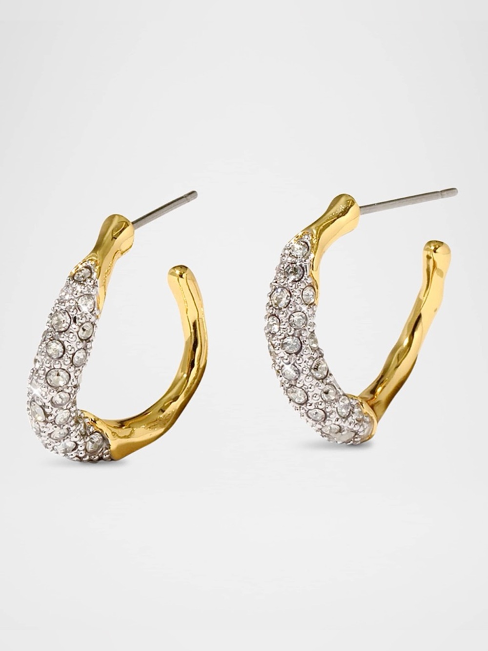 Alexis Bittar Solanales Gold Crystal Twist Mini Hoop Earrings - Picture 3 of 8